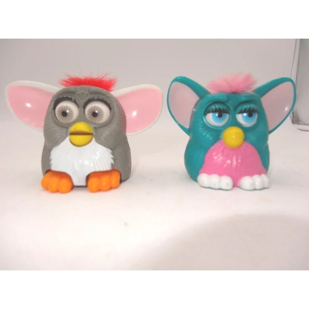 Vintage McDonalds‎ Furby Tiger Electronics 1998 Happy Meal Toys Grey Teal Set 2